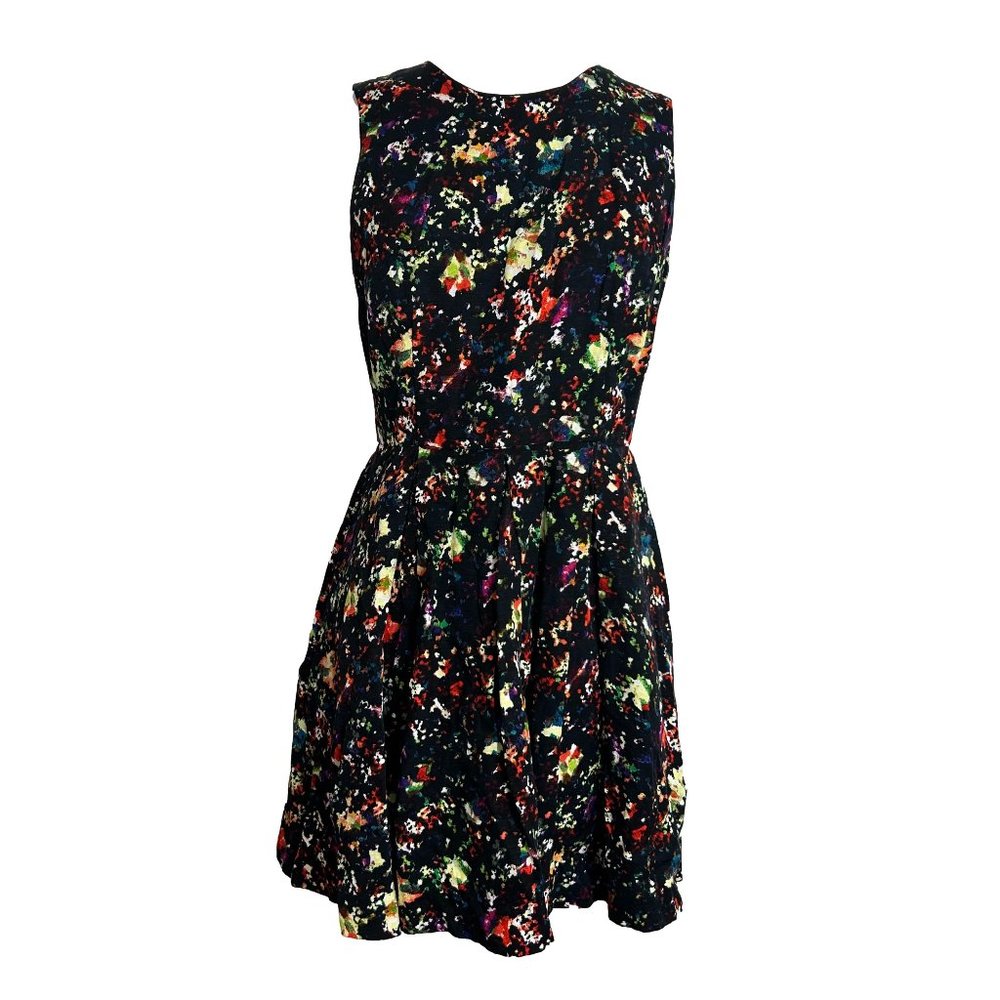 Gap Womens Dress Size 2 Black Paint Splatter Pattern Sleeveless Fit & Flare